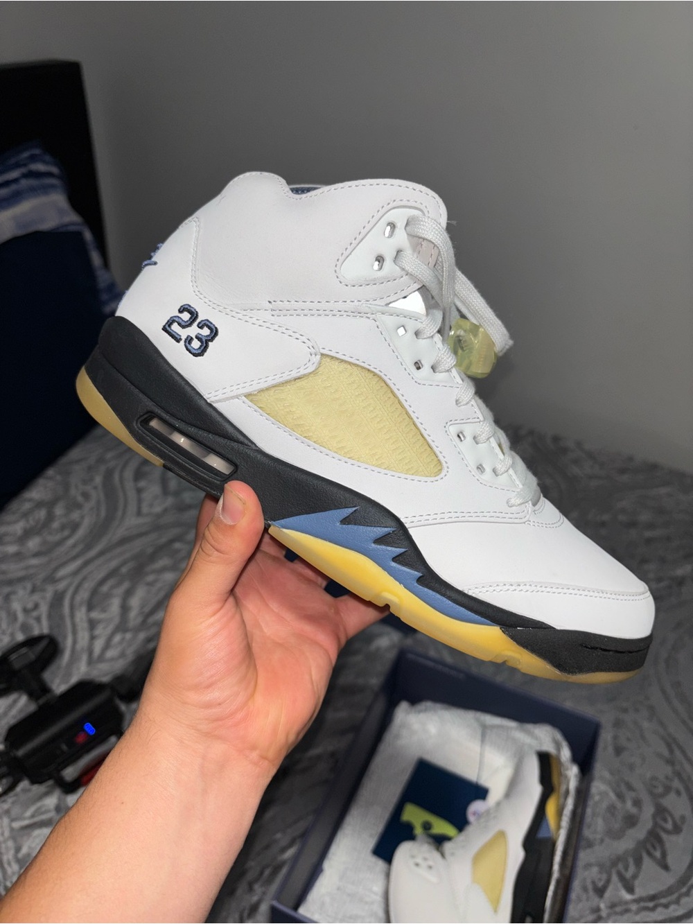 Jordan Men’s Athletic Shoes White Black Yellow Blue